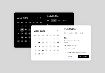 Scheduler calendar meeting planner product design scheduler ui ux