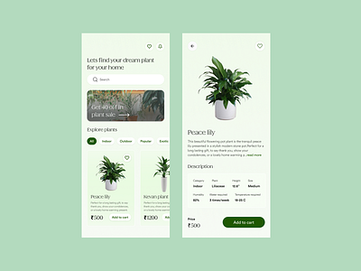Plants shop app dailyui design ui
