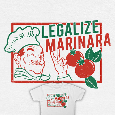 Legalize Marinara digital illustration funny humor illustration merch design pizza tshirt design