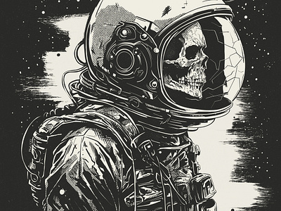 Void Death cosmic horror dark art dead astronaut digital illustration heavy inks horror illustration messy inks photoshop procreate skull