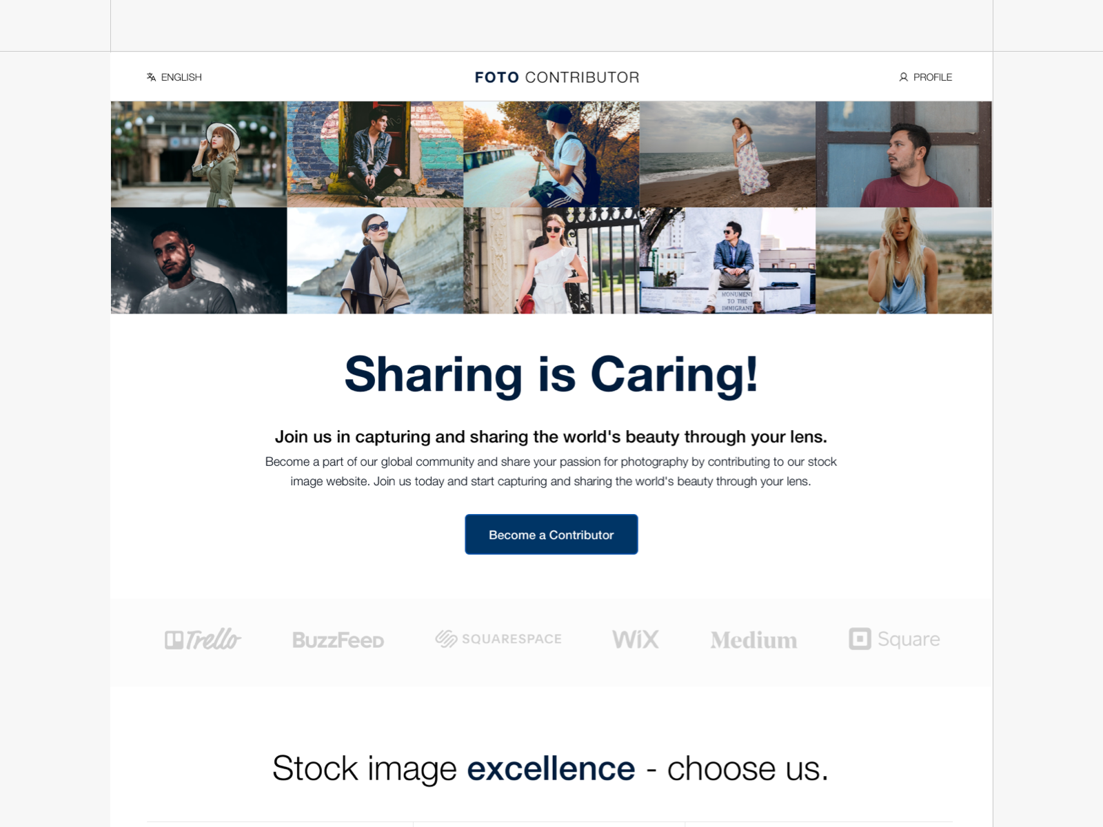 Landing page | Foto contributor blue theme brands design faq section features section foto contributor how it works landing page photo stock sketch still questions testimonials ui ui design web web design