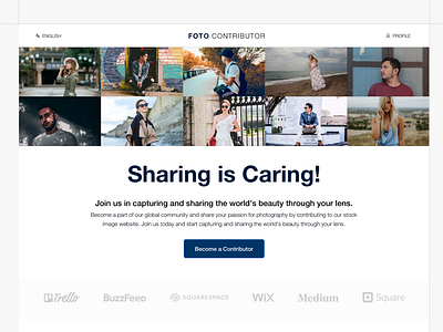 Landing page | Foto contributor blue theme brands design faq section features section foto contributor how it works landing page photo stock sketch still questions testimonials ui ui design web web design