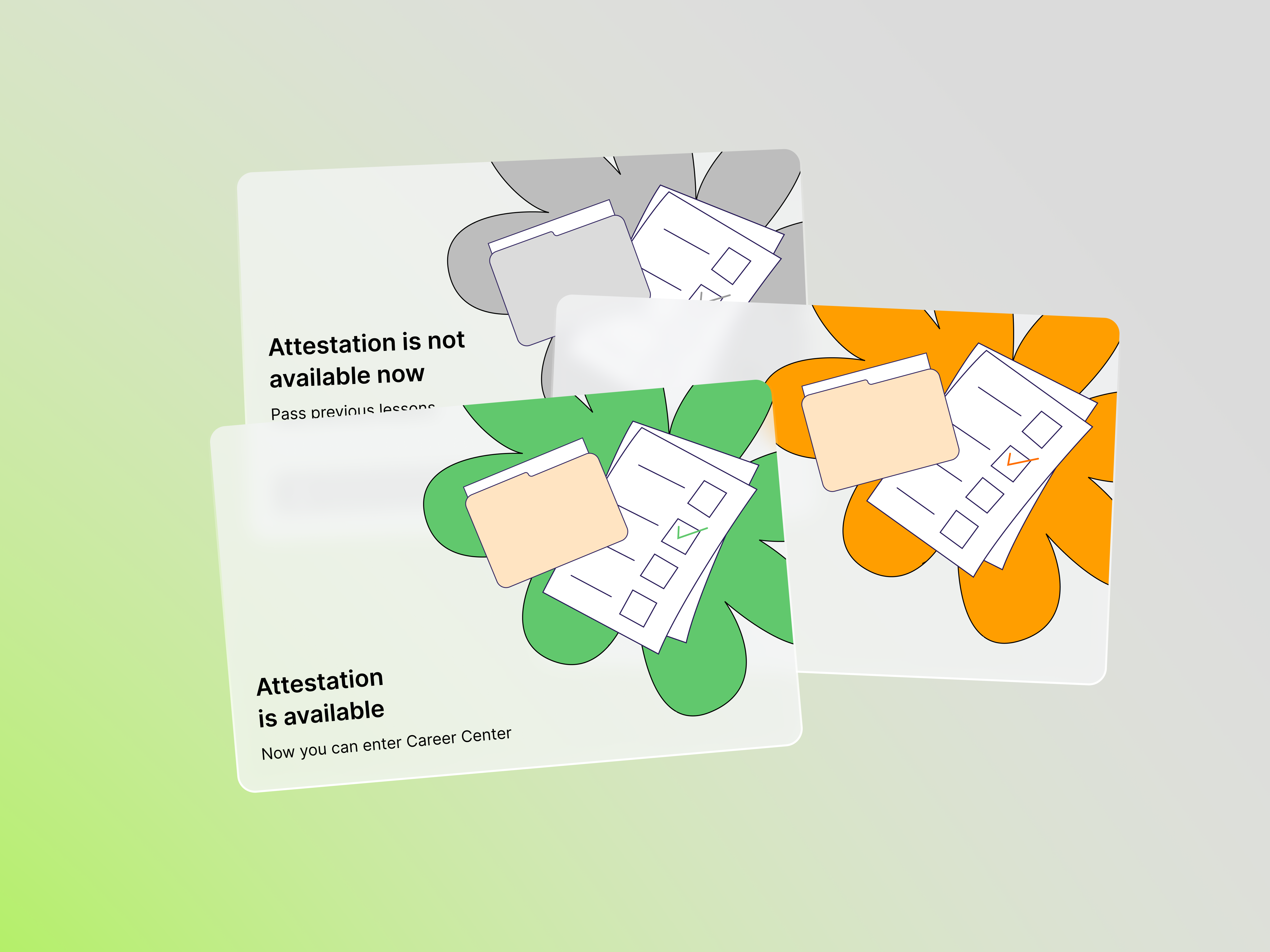 New attestation cards for Skypro app card design illustration study ui university ux web