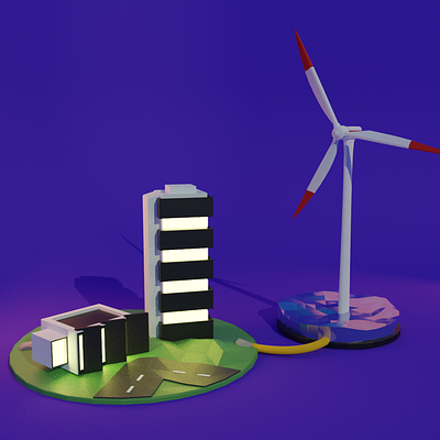 Sustainable grid 3d animation blender motion design motion graphics wind turbine