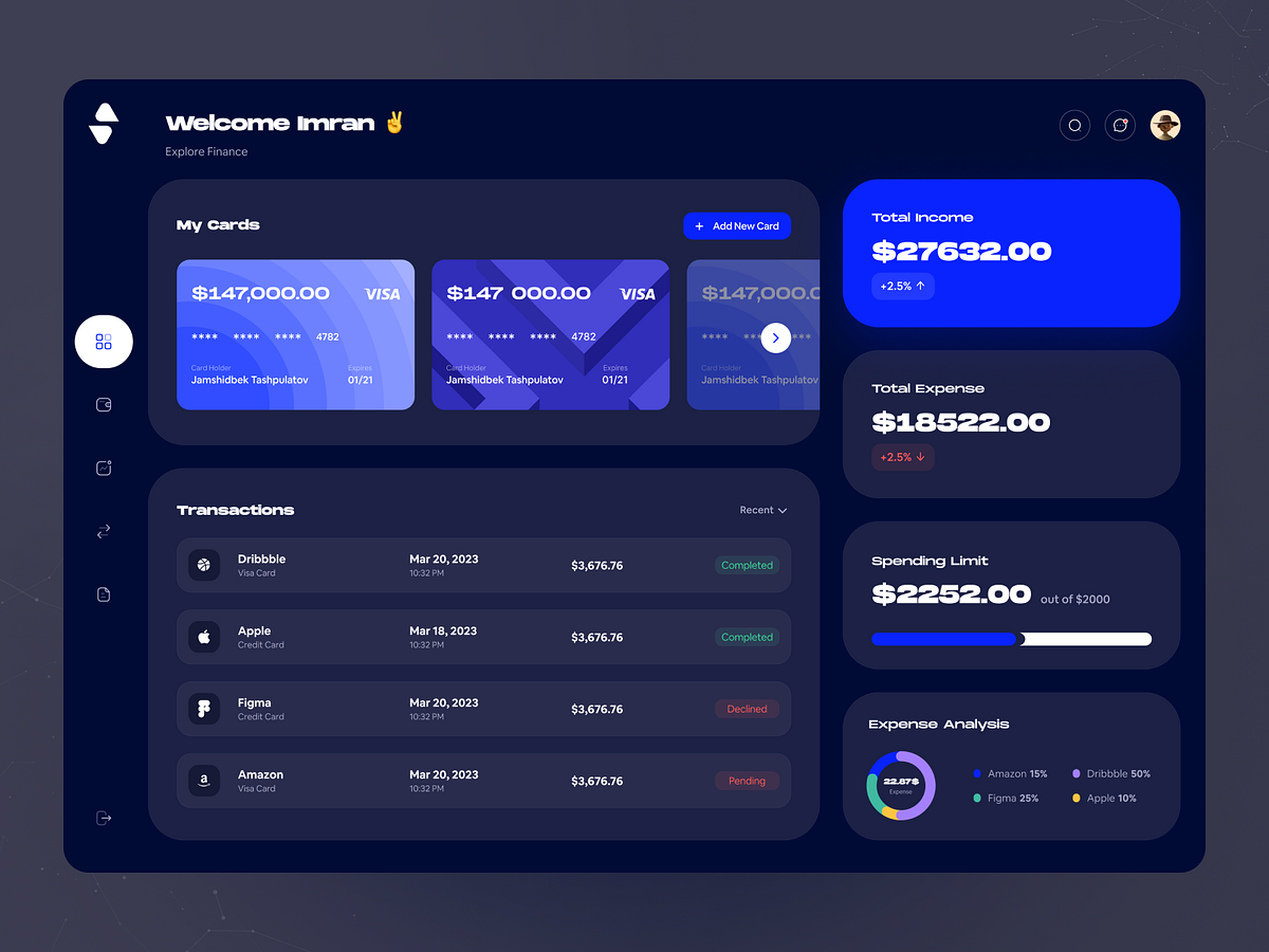 Dark Dashboard UI Concept by AR Shakir for Orizon: UI/UX Design Agency ...