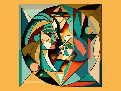 Lovers abstract art art style colorful cubism geometric love lovers minimal partners