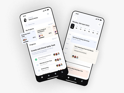 Task and Project Management Mobile App app design application calendar date datepicker design figma tasks timeline ui
