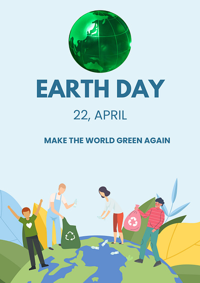 Make The World Green Again app branding design earth earth day future future generation graphic design green green world illustration logo recycle save save the planet typography ui ux vector