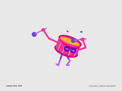 Adobe Max Sticker 3/6 animation celebration character design cute digital art drumroll drums drumstick emoji graphic design illustration looping motion graphics motiond esign pink rigging sticker sunglasses ui vector art