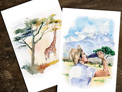 Safari illustrations africa art design drawing illustration safari watercolor