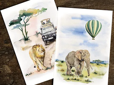 Safari illustrations africa art design illustration kenya safari watercolor