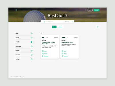 Best Golf DB Responsive Website art direction design ui uiux ux