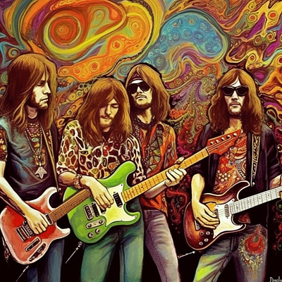 Psychedelic rock band. animation graphic design logo psychedelic