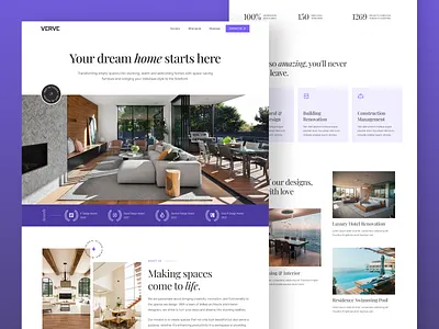 Verve - Interior design studio architecture branding figma interior design landing page logo design minimalist ui uiux user experience user interface design web design