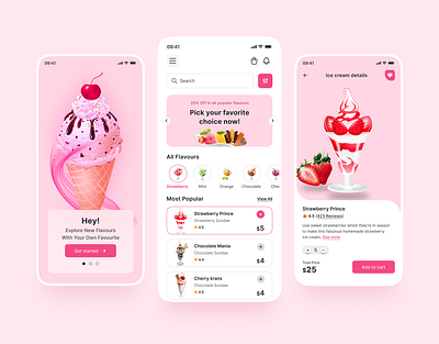 Ice-Cream Store App UI Design case study cream ecommerce ice ice cream ice cream app ice cream store store ui ui ux ux