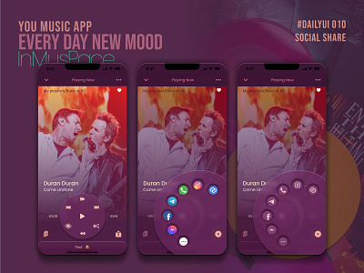 #DailyUi 010 Social Share Button 010 dailyui graphic design mobile app mobileapp music app musicplayer sharebutton ui ui ux web design