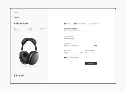 Credit Card Checkout - Daily UI 002 002 airpod max airpods apple basket checkout credit card daily ui daily ui 002 design figma payment ui