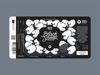 Black Sheep alcohol badge beer label black sheep branding brewing craft beer dark ipa design drink font graphic design hops icon icon set illustration label logo typo vector