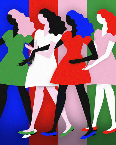 Girls Walking branding design digital emilysearle fashion girls illustration vintage walking