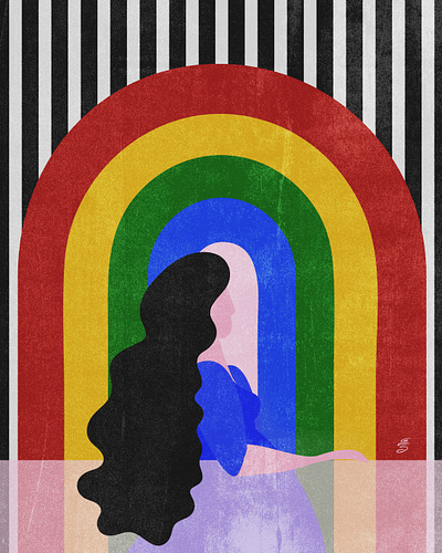 2023 adobe illustrator arch blue digital emilysearle illustration rainbow striped