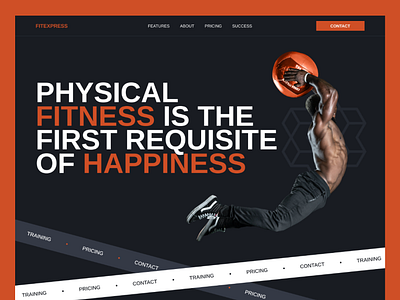 FITEXPRESS 💪 | Gym Web Template cardio crossfit daily ui dark figma fitness flat gym health landing page onepage outfit personal sports trainer uiux website weight loss workout yoga