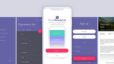 Travel Ready List App Design app design planner travel ui ui design ux ux design