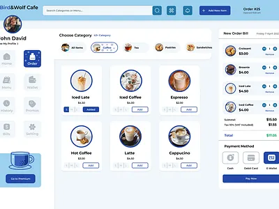 Bird & Wolf Cafe design e commerce figma graphic design ui ux website desgin