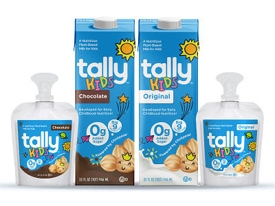 Tally Kids beverage branding logo nut milk packaging plant based plant based milk