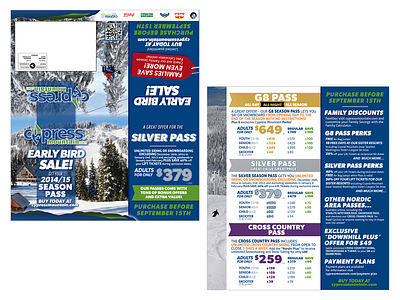 Print Design / Cypress Mountain branding brochure design graphic design layout design mailer newspaper ads posters print design