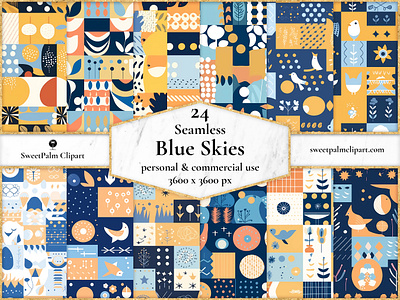 24 JPG Seamless Abstract Blue Skies Digital Pattern blue horizon nature sky textile