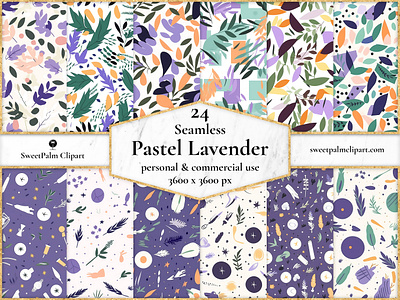 24 JPG Seamless Pastel Lavender Digital Pattern botanical flower lavender nature pastel textile