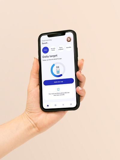 Water drinking Tracker App ! android andrpd app blue branding drink graphic design ios notification reminder riaydh saudi task timer tracker ui ux water