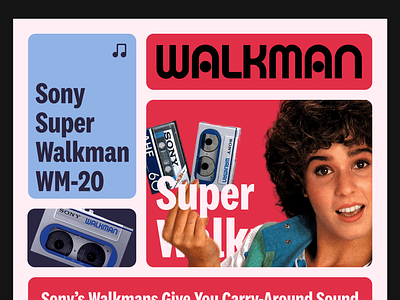 Super Walkman WM-20 Website framer music no code product landing page sony sony walkman walkman web design website