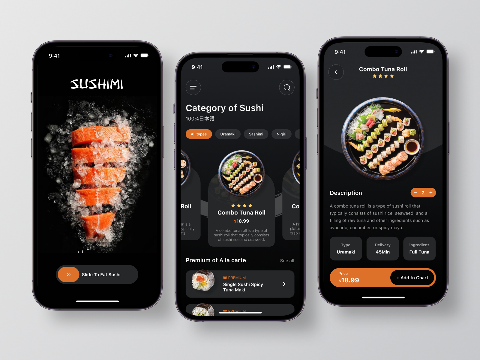 SUSHIMI - Food Mobile App clean food foodie inspiration interface marketplace menu menu book minimal minimalist mobile mobile app mobile design style sushi sushimi ui design ui ux