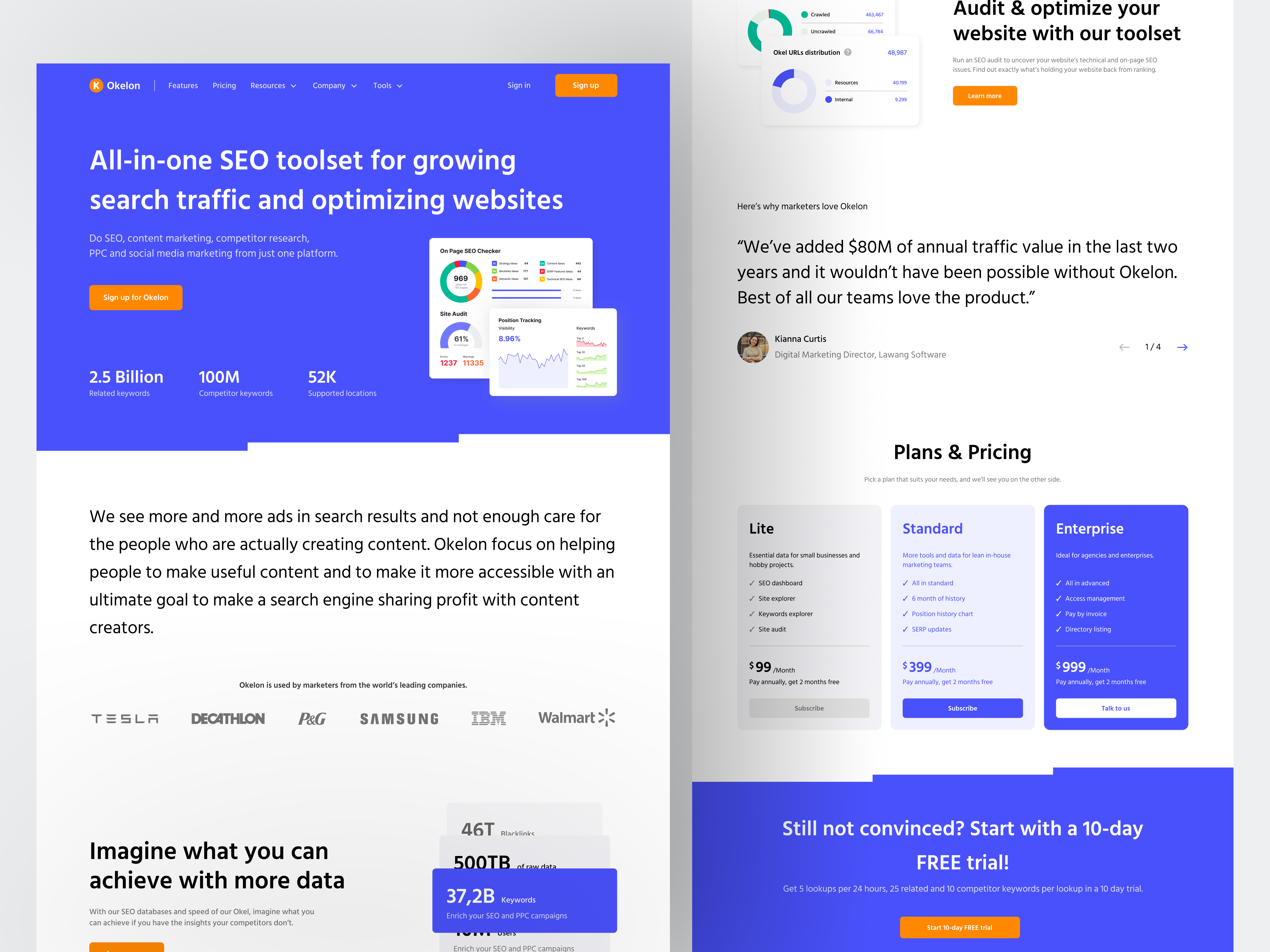Okelon - SEO Landing Page clean crm cro design google optimization landing page marketing marketing website saas search engineoptimization seo seo landing page seo web seo website simple ui uiux web design