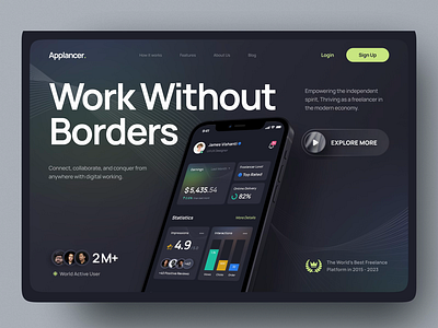 [Animation] Freelance Platform Landing Page - Applancer animation bold freelance app freelance landing page freelance platfrom freelancer interaction design job landing page landing page animation motion graphics project management saas landing page saas website ui ui animation ux web design website website animation