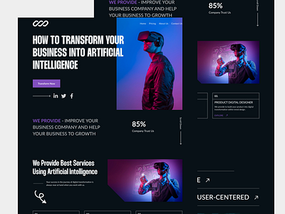 AI Landing Page ai ar artificial intelligence business clean company company profile design landing page landingpage nft ui ux vr web web design website design