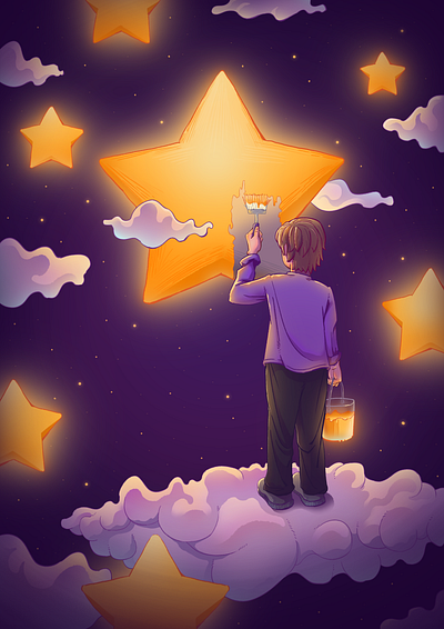 Countless Stars illustration purple star