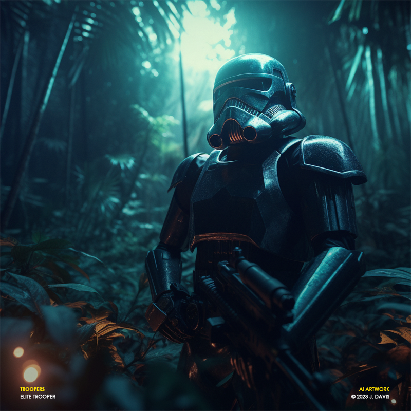 Elite Trooper 0xjdavis ai ai art art artificial intelligence disney fan art fandom illustration lucas film machine learning mandalorian prompt engineering star wars