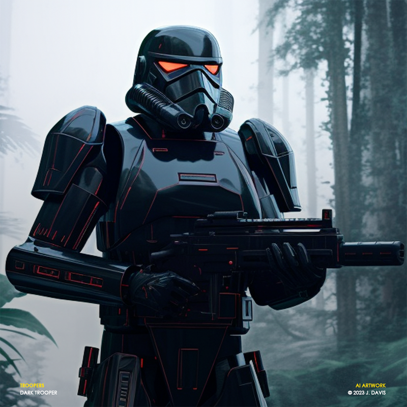 Dark Trooper ai ai art art artificial intelligence disney illustration lucasfilm machine learning mandalorian prompt engineering star wars