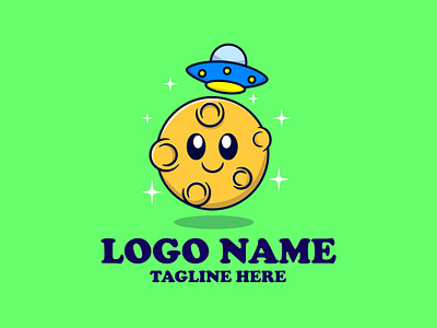 Planet character logobrand planet ufo