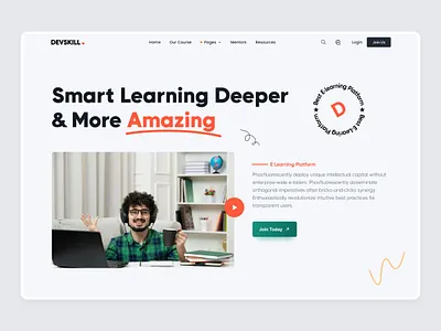 E-Learning Website Design, learning app, training, creative, ui clean course creative digital agency e learning education educational platform elearning elegant learning app learning landing page learning platform learning website minimalist professional teaching training ui design ux design web design