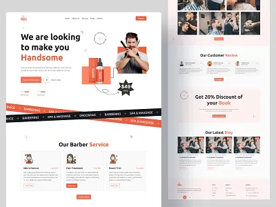 Barbershop Website Landing Page barber barbershop barbershop website barbershop website desing build website clean desingn dribbble best shot hair cut hire designer homepage interprenure product rupak rupak chakraborty uiux uiux designer web web design website website design