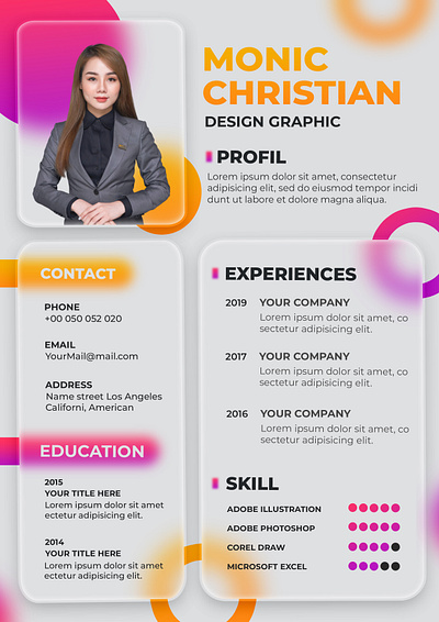Design CV/RESUME colorful template psd cv graphic design job psd resume template work