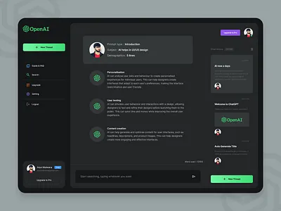 ChatGPT (OpenAI) Template ai artificial intelligence chat chat app chatgpt creative design dribbble homepage landing latest machine language openai popular template ui design ui kit web app