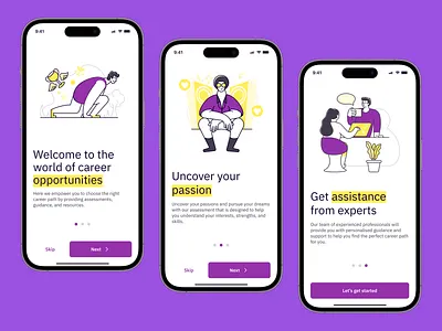 Onboarding Screen - Mobile app best onboarding design career guidance app latest design onboarding screen visual design
