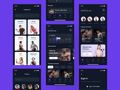 Sporter - Fitness & Workout App UI Kit branding design fitness graphic design gym health illustration ios design mentor mobile design pixlayer sport trainer training ui ui design ui kit ux ux design weight