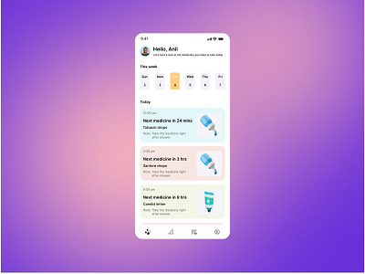 Day 32/90: Design a screen for a medication reminder app 3d animation app branding challenge concept design graphic design illustration logo motion graphics ui