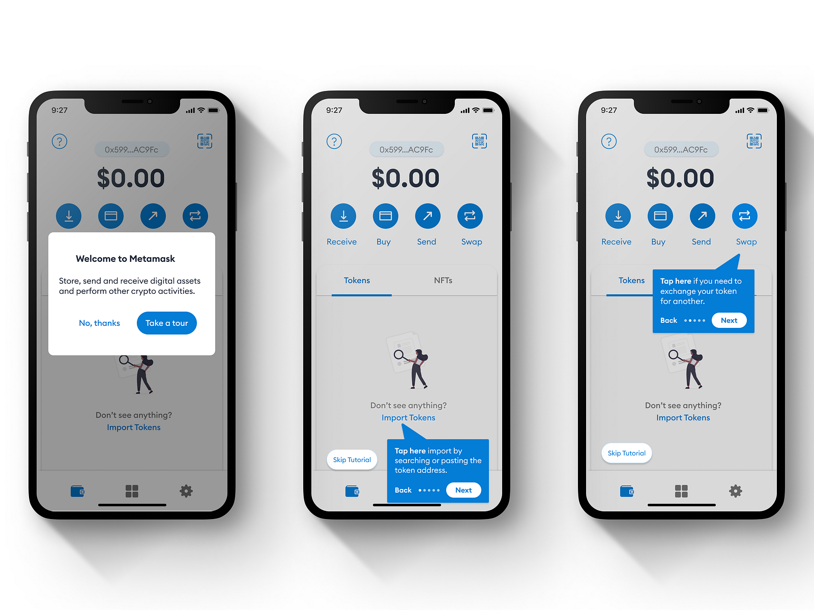 [UX/UI] Metamask Mobile App Tutorial Flow Redesign by Dušan