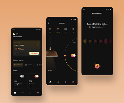 Smart Home Control App appdesign cleanui design figma mobileapp smarthome uichallenge uidesign